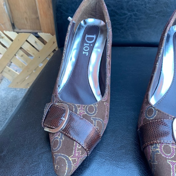 ๐ DIOR authentic Vintage brown sparkly monogram leather strap high heels ๐ - Picture 7 of 16